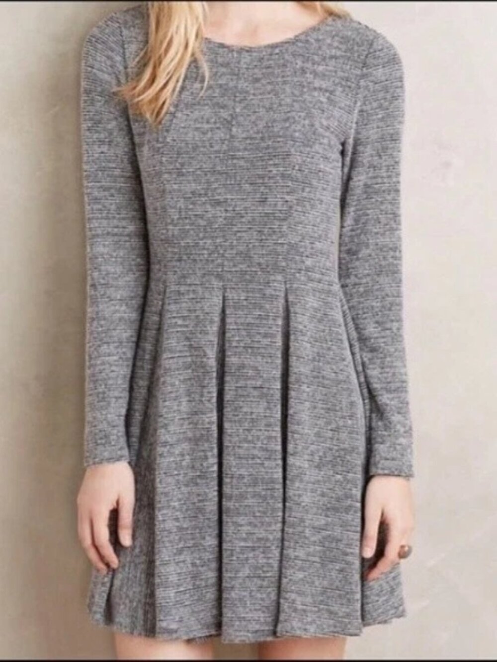 Anthropologie Dolan Piper Striped Pleated Dress Gray | XL